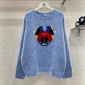 Loewe ♥ 2025 New Arrival Blue and White Crochet Knit Sweater